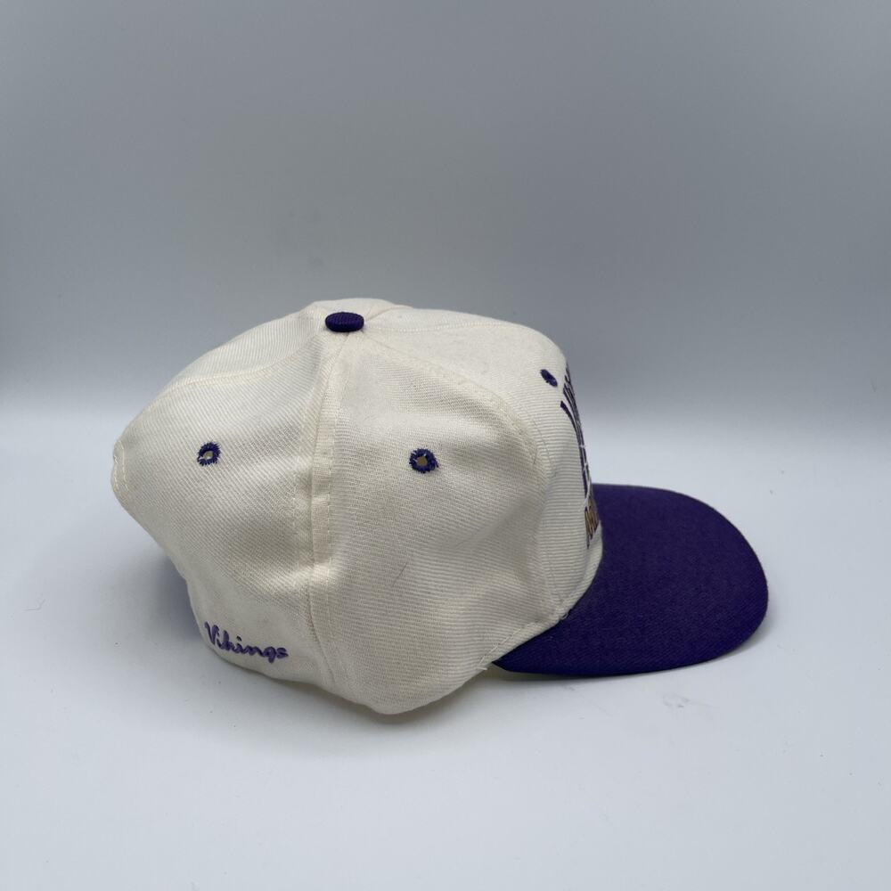 Vintage AJD Minnesota Vikings Hat Snapback Cap Purple‎ White Football NFL Nice - Picture 3 of 11